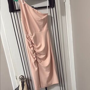 Betsy & Adam Pink One-Shoulder Ruched Cocktail Dress